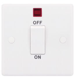 SSL567 Cooker Switch 45a DP 2 Gang Plate C/w Neon White