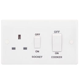SSL569 45 Amp DP Cooker Control Unit C/w 13a Socket White